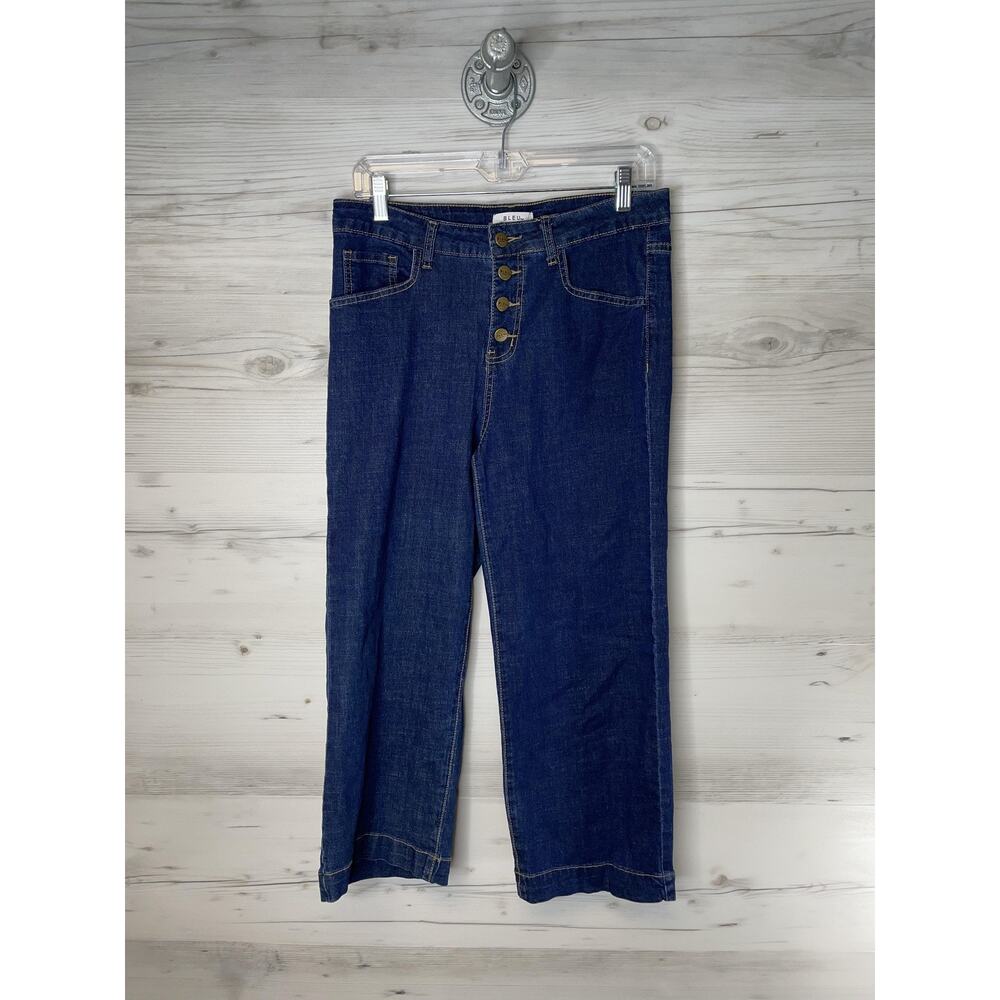 BLEU Jeans‎ Womens 8 Blue Button Fly Cropped Stretch Denim Straight Leg BWWL020